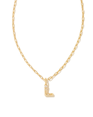 KENDRA SCOTT: CRYSTAL LETTER SHORT PENDANT NECKLACE