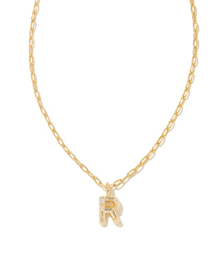 KENDRA SCOTT: CRYSTAL LETTER SHORT PENDANT NECKLACE