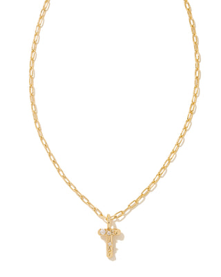KENDRA SCOTT: CRYSTAL LETTER SHORT PENDANT NECKLACE