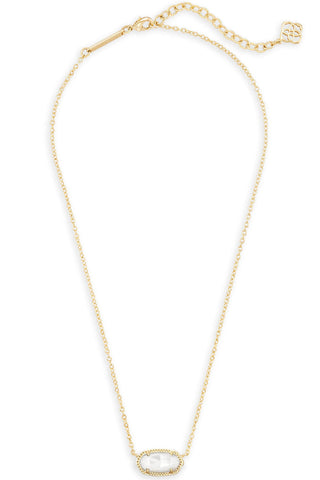 Gold necklace with a pendant on a white background