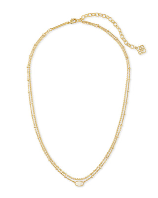Gold necklace on a white background
