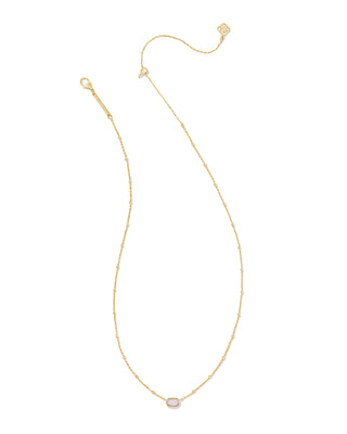 Gold necklace with a small pendant on a white background