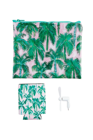 Pouch with palm tree pattern on a white background