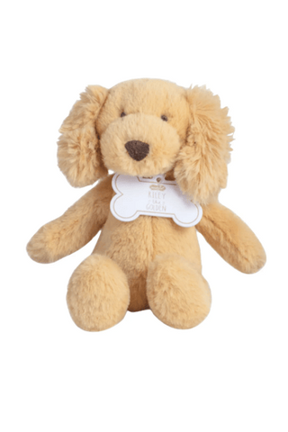 Golden Retriever plush toy on white background
