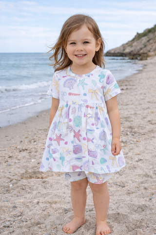 toddler girl beach dress Floral Designer Pom Pom Dress for Toddler Girls