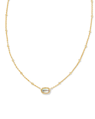 Gold necklace with a pendant on a white background
