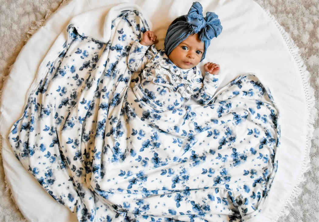 French Floral Plush Swaddle