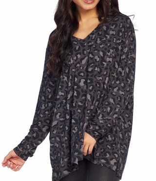 Dark Leopard Oversized Long Sleeve Top