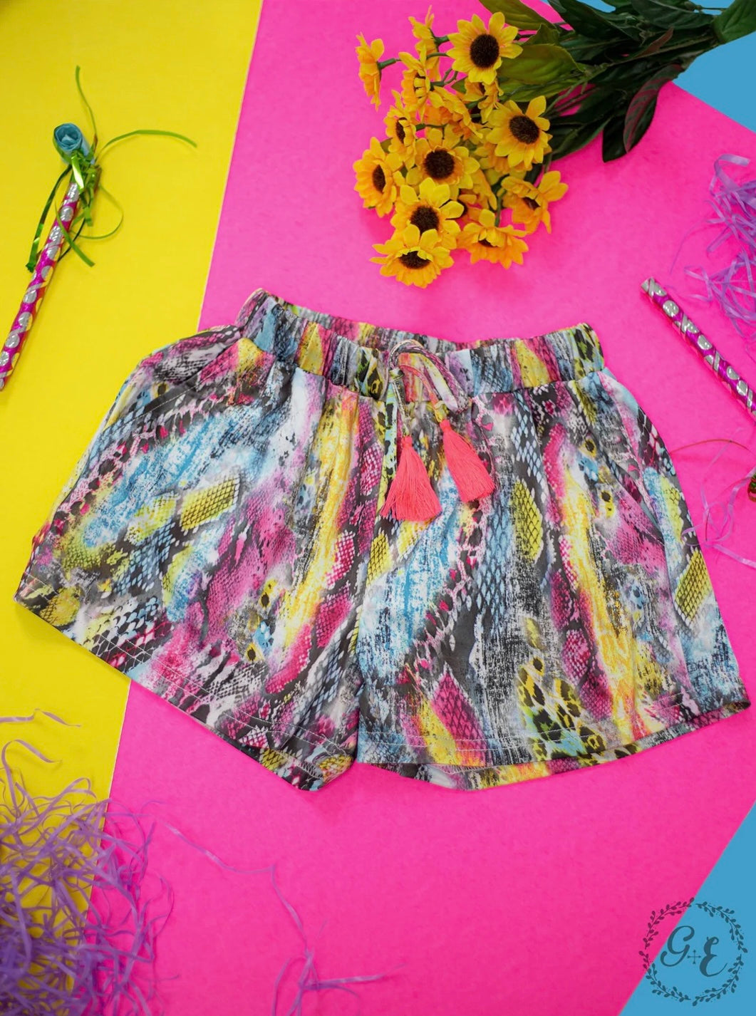 Rainbow Snakeskin Shorts